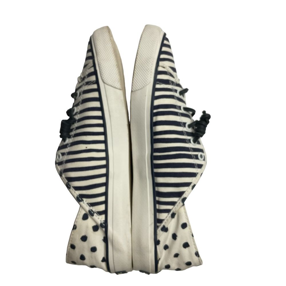 Sperry Women's Slip On Striped Dots Sneakers Size 9 Navy White Canvas Comfort